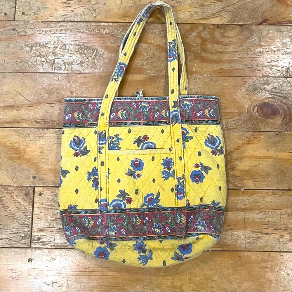 Vera Bradley Retired Yellow/Blue Quilted Tote Bag